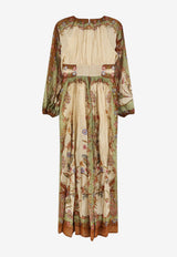 Zimmermann Indra Waisted Floral Maxi Dress Multicolor 5947DSS262CKSF_Cream Khaki Floral_70224398