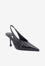 Jimmy Choo Isa 80 Slingback Pumps in Croc-Embossed Patent Leather Midnight Blue ISA80CBHMARINE_MARINE_67481214