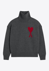 AMI PARIS Ami De Coeur Turtleneck Wool Sweater Gray UKS839018/T_AMI-084