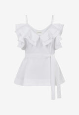 P.A.R.O.S.H Ruffled Sleeveless Top White D313354CANYOX26_001