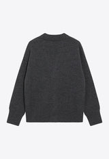 AMI PARIS Ami De Coeur Wool Cardigan Gray UKC367018/T_AMI-084