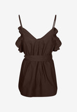 P.A.R.O.S.H Ruffled Sleeveless Top Brown D313354CANYOX26_008