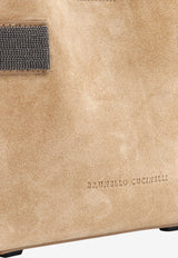 Brunello Cucinelli Monili Embellished Suede Crossbody Bag Beige MBDLD2499C9793_Miele_70014851