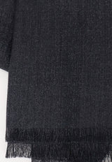 Brunello Cucinelli Wool-Blend Fringed Scarf Black MSCDAR097C101_Black_70014657