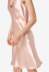 Miu Miu Logo Patch Satin Dress Pink MF6410SOOO6316_F0924