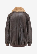 Brunello Cucinelli Shearling-Collar Leather Jacket Brown MPMMA7564C9998_Nocciola_70014784