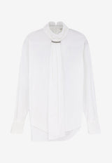 Brunello Cucinelli Long-Sleeved Blouse with Scarf White M0091B1G04C159_White_70014874