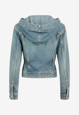 Alaïa Trucker Cropped Denim Jacket Blue AA9V1202D017CA29_HANDSAND WASH_70224428