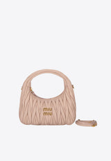 Miu Miu Small Wander Matelassé Leather Hobo Bag Pink 5BC125VOOYAN88_F0236
