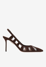 Aquazzura Screen 85 Slingback Suede Pumps Brown SEEMIDP0SFE/T_AQUA-ESP