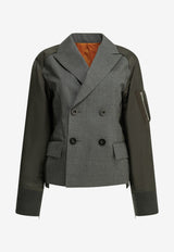 Sacai X Nylon Double-Breasted Twill Blazer Gray 26-08564342_d645008c-c06c-46a0-8800-926fc805393e