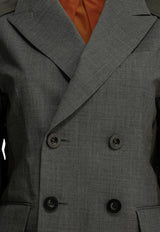 Sacai X Nylon Double-Breasted Twill Blazer Gray 26-08564342_d645008c-c06c-46a0-8800-926fc805393e