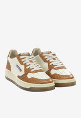 Autry Medalist Croc-Embossed Leather Sneakers Beige AULWCZ04_a4283ba3-b960-413e-892b-5d3b280036f5