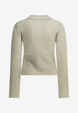 Chloé Logo Embroidered Knitted Polo Sweater Gray CH26AMC1671100N_bf2416fb-31ef-4bb3-9299-7cd54af86f3b