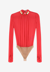 Elisabetta Franchi High-Neck Bodysuit Red CB00766E2CG5_RED_70224410
