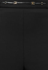 Elisabetta Franchi Monogram Flared Pants Black PA19866E2110_Black_70224468