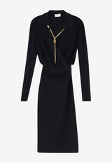 Elisabetta Franchi V-neck Chained Dress Black AM19S66E2110_Black_70281232