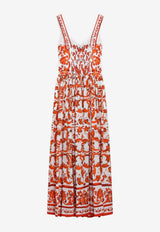 Dolce & Gabbana Majolica Print Maxi Poplin Dress Orange F6TTHTGDDRL/T_DOLCE-S9000