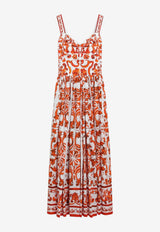 Dolce & Gabbana Majolica Print Maxi Poplin Dress Orange F6TTHTGDDRL/T_DOLCE-S9000