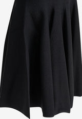 Alaïa Short Flared Dress Blue AA9R3117K212D537_f684f1fe-de29-4c44-8caf-2484e2b9763f