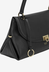 Ferragamo Medium Gancini Grained Leather Shoulder Bag Black 0796247_c68133ce-92db-4b2f-a78f-79ff1070a618