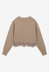 Chloé Lace-Trimmed Cropped Sweater Brown CH26AMP18715/T_CHLOE-218