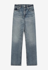 Alaïa Straight-Leg Washed Jeans Blue AA9P1274D023CDE/T_ALAIA-A20