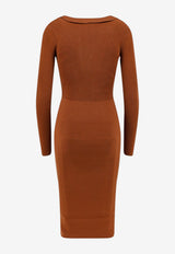 Elisabetta Franchi V-neck Knit Dress Brown AM01S66E2FK3_SIGARO_70224509