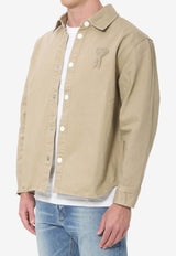 AMI PARIS Ami De Coeur Denim Overshirt Beige UJK897-DE0126-A036