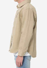 AMI PARIS Ami De Coeur Denim Overshirt Beige UJK897-DE0126-A036