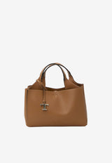 Tod's Mini T Timeless Top Handle Bag in Hammered Leather Brown XBWAPAL0100-QRI-S410
