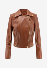 Elisabetta Franchi Leather Biker Jacket Brown GD01Z66E2FK3_SIGARO_70281186