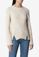 Victoria Beckham Knitted Wool Sweater Beige 1326KJU007314AWO/T_VIBEC-EL