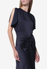 Victoria Beckham Bela Satin Crepe Midi Dress Blue 1325WDR005227DPL/T_VIBEC-MI
