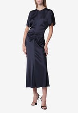 Victoria Beckham Bela Satin Crepe Midi Dress Blue 1325WDR005227DPL/T_VIBEC-MI