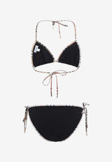 Check-Trimmed Halterneck Bikini