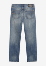Versace Distressed Straight-Leg Jeans Blue 10254441A18405/T_VERSA-1D800