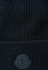 Moncler Logo Patch Ribbed Wool Beanie Black L20913B00007M4281_999