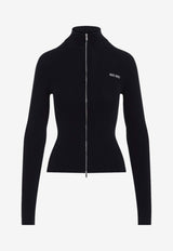 Mock-Neck Ribbed Cardigan
