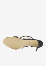 Mach & Mach Sirene 85 Embellished Pearls Sandals in Satin Black PF24-S0794-85-CRP-B02