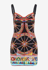 Carretto Print Mini Charmeuse Dress
