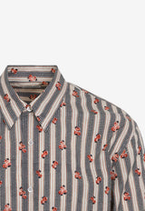 Caper Long-Sleeved Floral Stripe Shirt