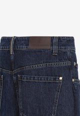 Barrel-Leg Washed Jeans