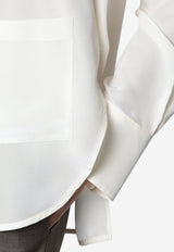 Victoria Beckham Silk V-neck Blouse White 1326WSH007339BSI/T_VIBEC-IV