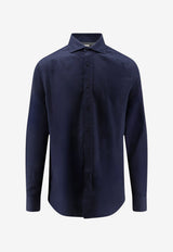 Brunello Cucinelli Long-Sleeved Buttoned Shirt Blue MY6370627C019_NAVY_70014838