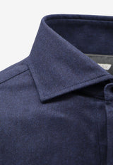 Brunello Cucinelli Long-Sleeved Buttoned Shirt Blue MY6370627C019_NAVY_70014838