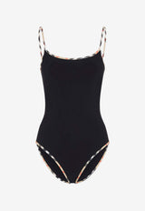 Sylvia Check-Trimmed One-Piece Swimsuit