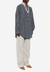 Miu Miu Flannel Check Shirt with Hood Blue MK2051SOOO6210_F022X