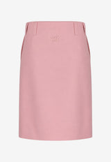Miu Miu Embroidered Logo Mohair-Blend Skirt Peach MG2758SOOO12I1_F0924