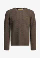 Valentino VLogo Cable Knit Cashmere Sweater Brown 9V3KC38ZBLJE04_5e2e1a49-e50a-432c-ad34-cd85cc232952